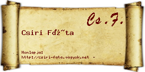 Csiri Fáta névjegykártya